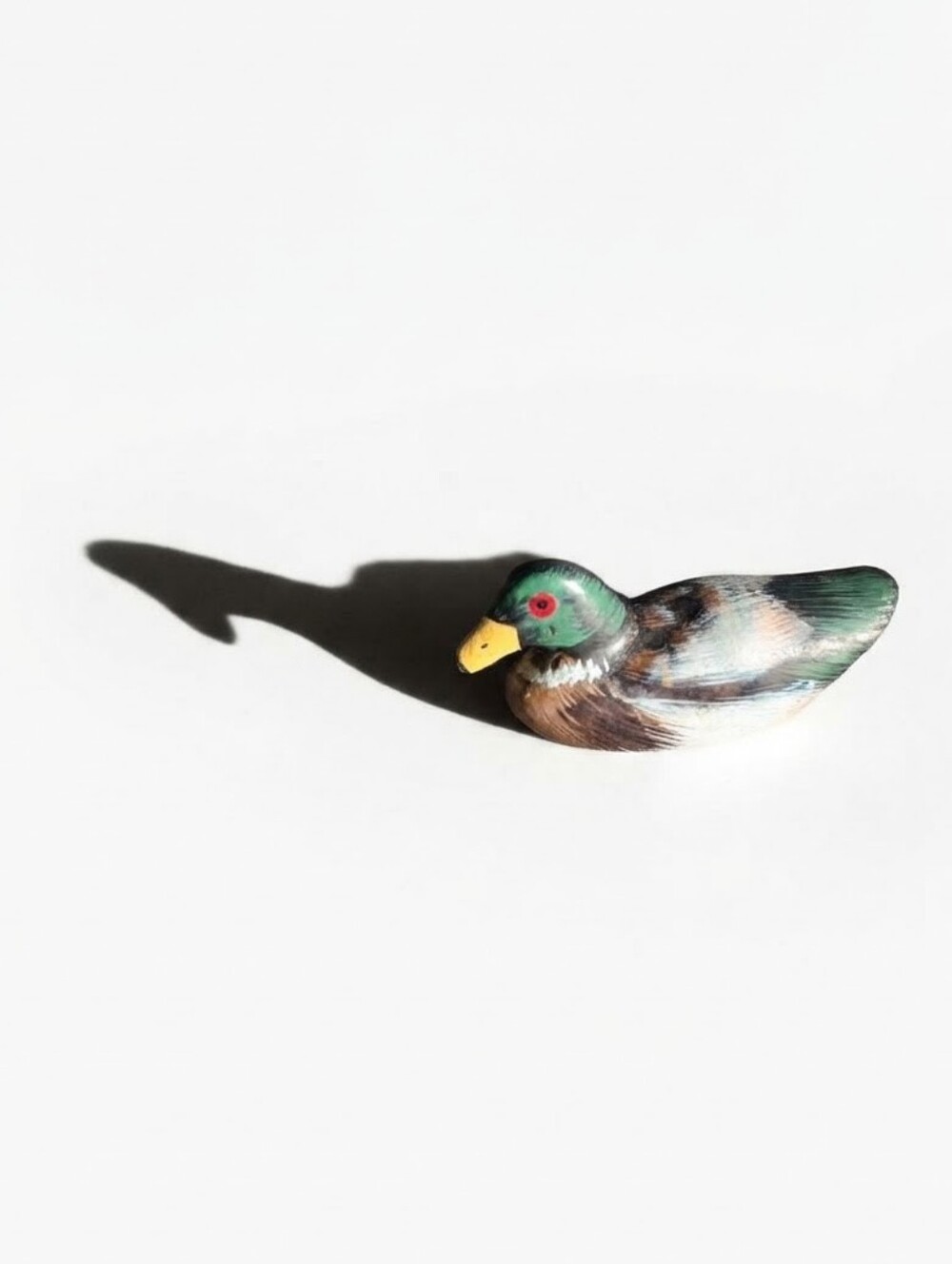 Vintage Hand Carved & Painted Miniature Mallard Duck Decoy Figurine Folk Art 3"